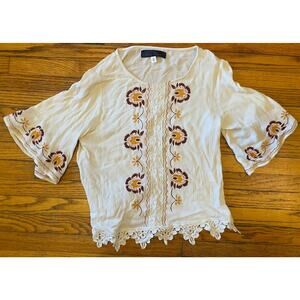 Blue Rain Embroidered Top Women’s Shirt XS